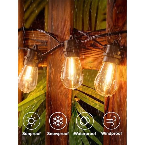 50FT LED Outdoor String Lights with Edison Shatterproof Bulbs, Heavy-Duty - Picture 4 of 5